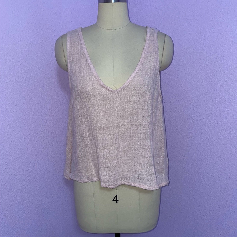 LACAUSA Pale Blue Pink Gauzy Tank Top